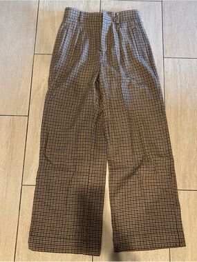Everlane Brown and Black Houndstooth Trousers
